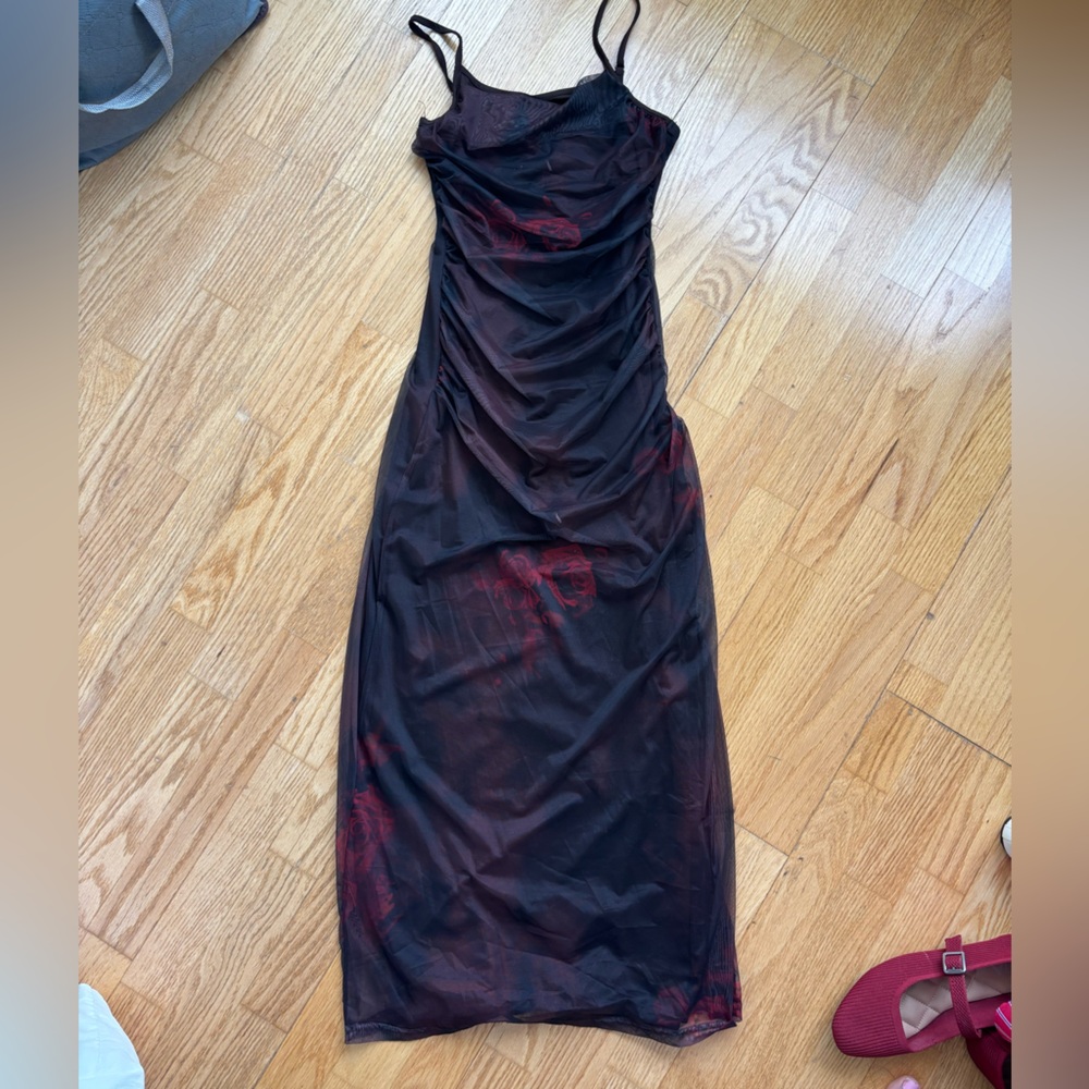 Ankle length dark floral dress
